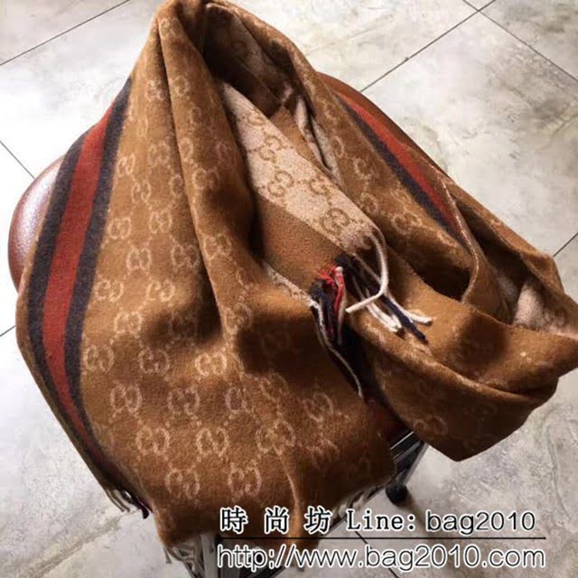GUCCI古馳2018最新款原單 經典LOGO提花風格羊絨長巾 LLWJ6688